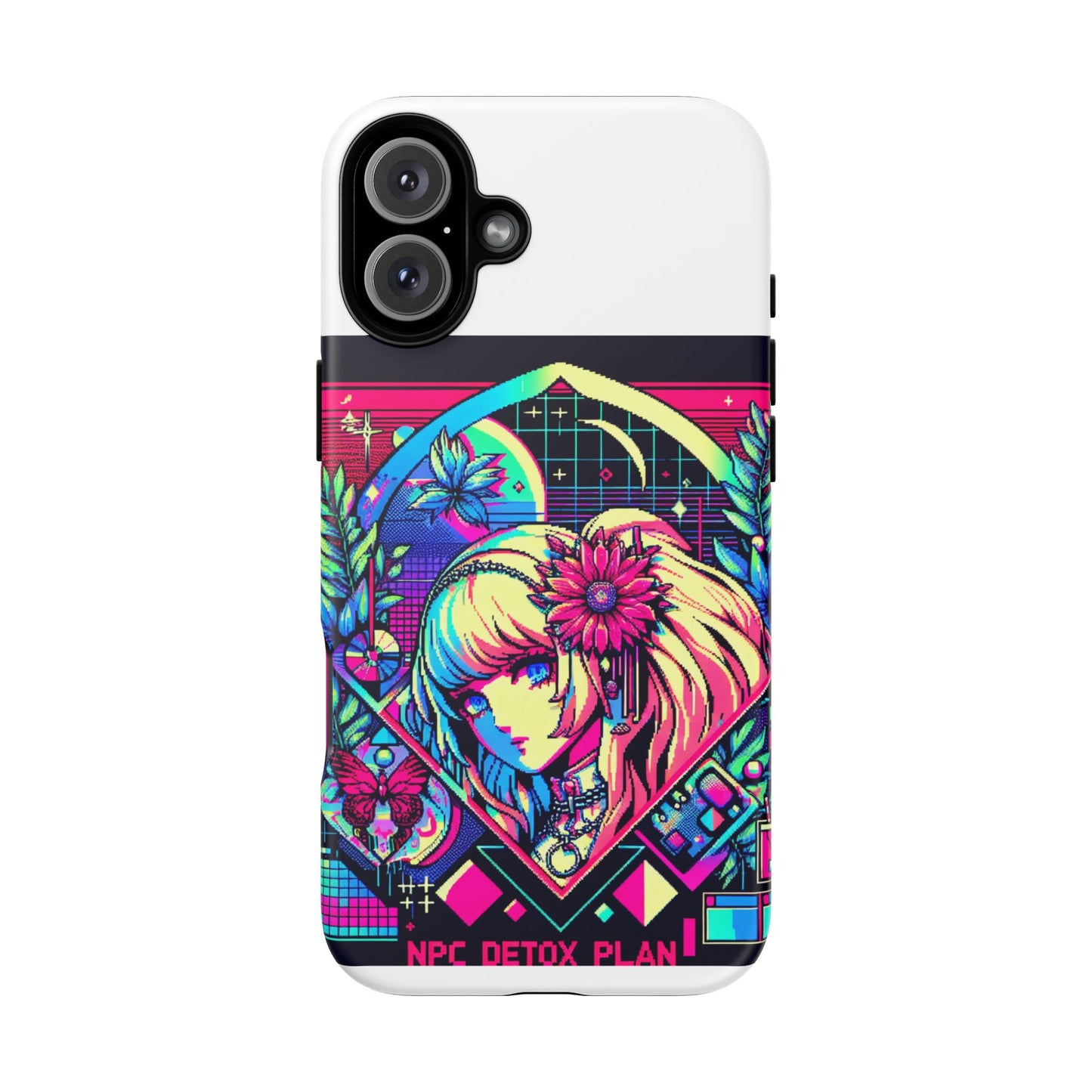 npc detox plan - vibrant protective phone case for anime and comic lovers, durable shock absorption, uv protected, glossy or matte finish