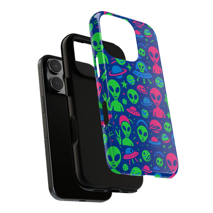 Vibrant Multicolour Alien 3D Wrap Phone Case in Retro Anime Style for Stylish Protection Compatible with iPhone 13, 14, 15 & 16 – all models including Pro, Pro Max & Plus