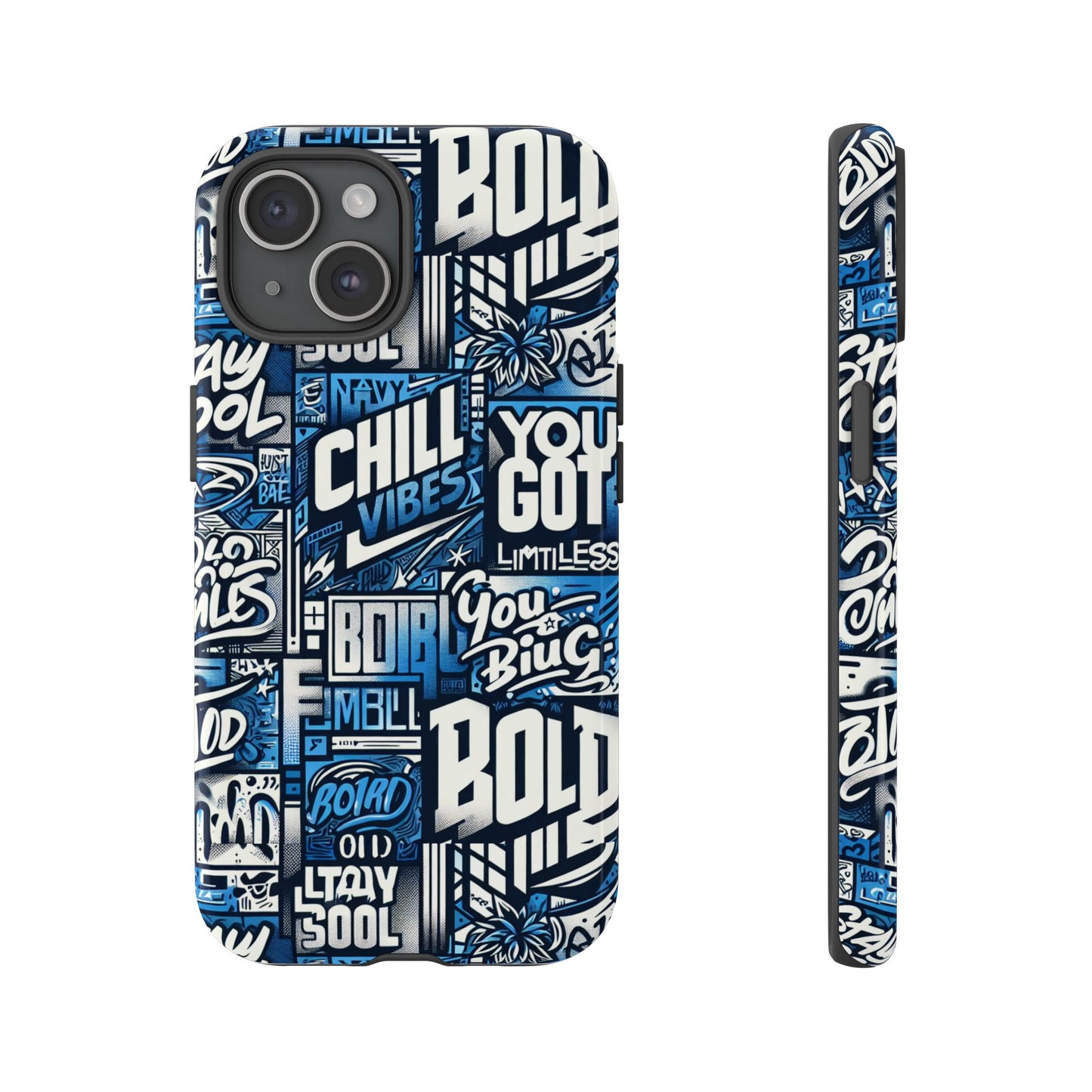 vibrant 3d typography phone case in blue – stylish protection for trendy individuals – compatible with iphone 13, 14, 15 & 16 – all models including pro, pro max & plus