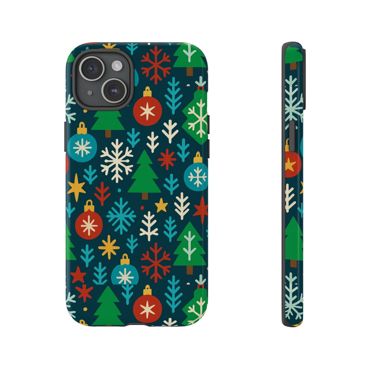 multicolour 3d wrap protective phone case with retro christmas design for stylish protection – compatible with iphone 13, 14, 15 & 16 – all models including pro, pro max & plus