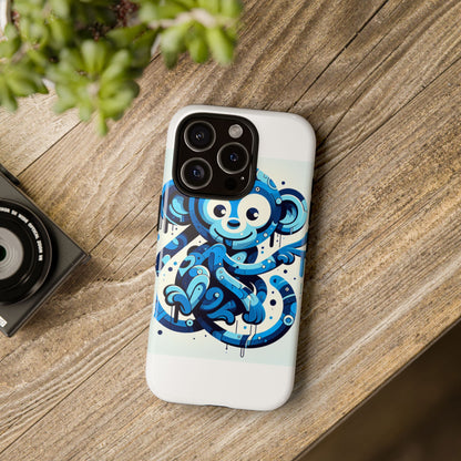 Protective 3D Wrap Phone Case with Playful Monkey Design in Blue – Stylish Protection for Men and Women Compatible with iPhone 13, 14, 15 & 16 – all models including Pro, Pro Max & Plus