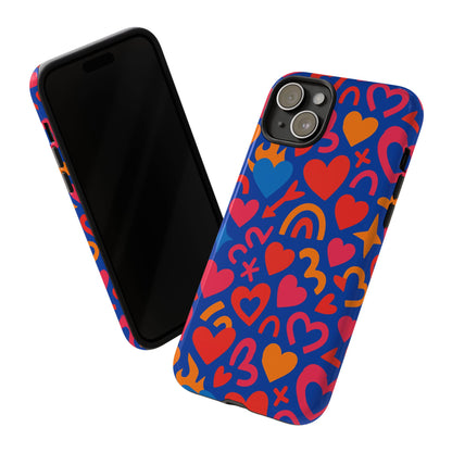 Vibrant Multicolour Heart Design Protective Phone Case Stylish Accessory for Self-Expression Compatible with iPhone 13, 14, 15 & 16 – all models including Pro, Pro Max & Plus