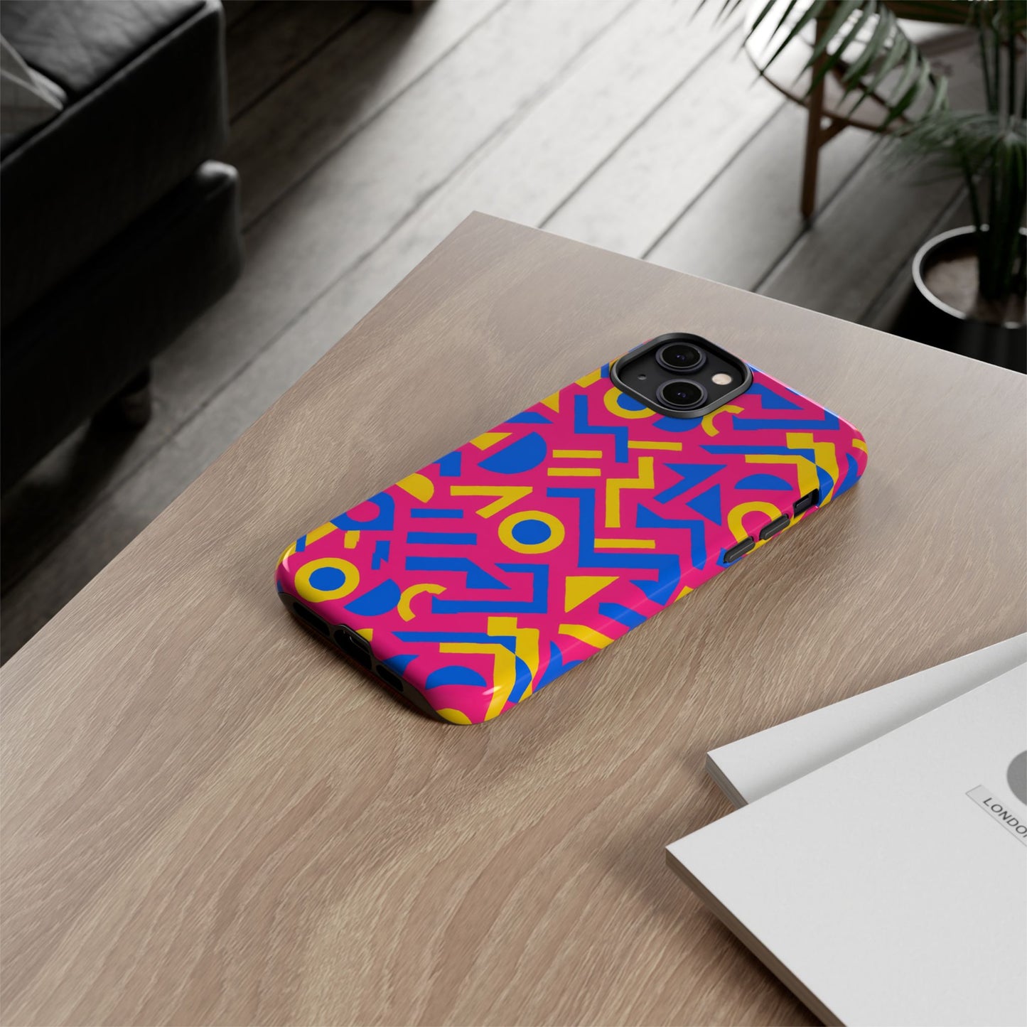 vibrant geometric 3d wrap protective phone case with multicolour design for unique style compatible with iphone 13, 14, 15 & 16 – all models including pro, pro max & plus