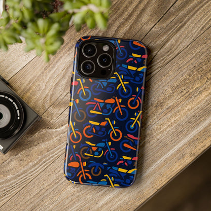Colourful 3D Motorcycle Print Protective Phone Case for Creative Individuals – Stylish Protection Compatible with iPhone 13, 14, 15 & 16 – All Models Including Pro, Pro Max & Plus