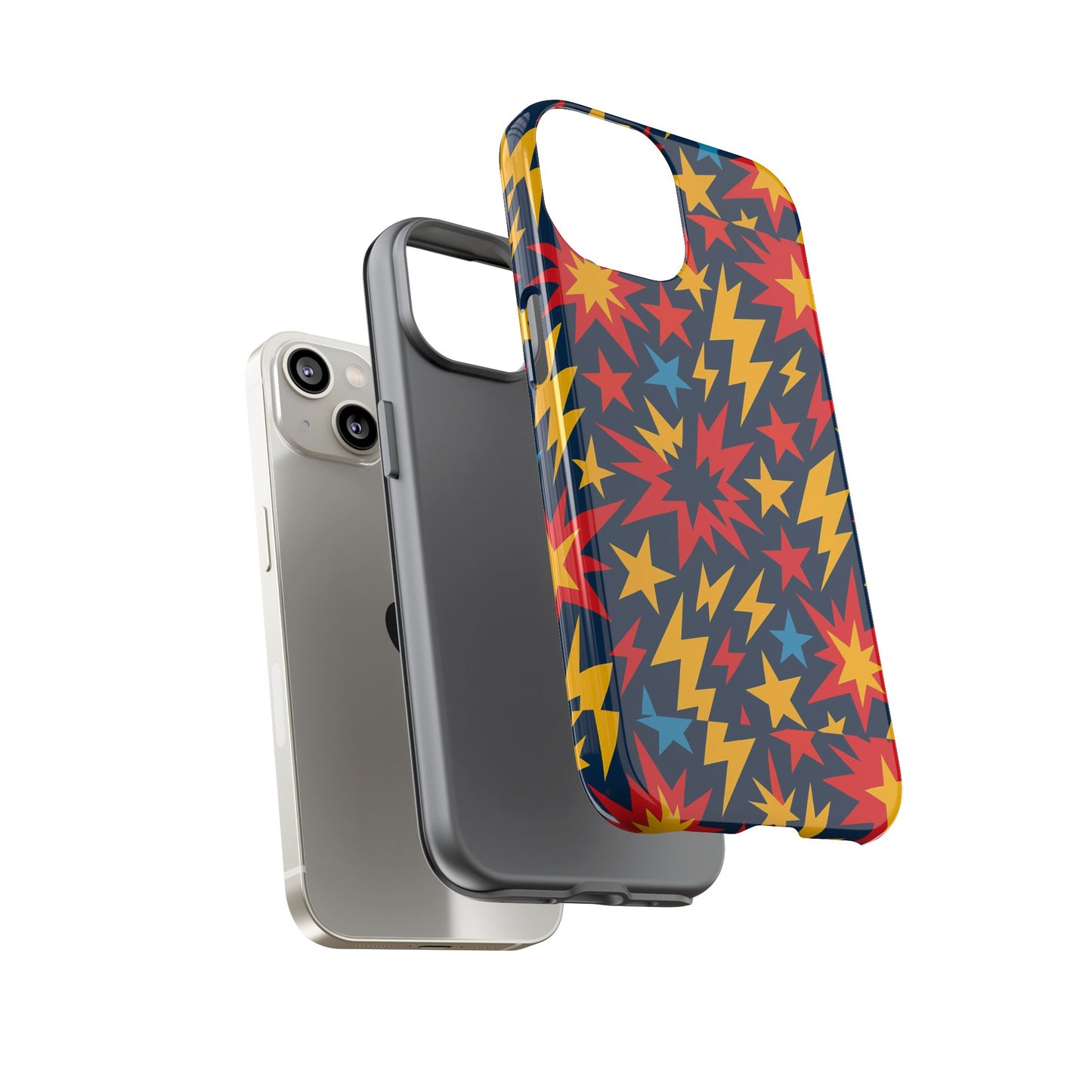 vibrant 3d superhero phone case with colourful lightning design for men and women, stylish protection compatible with iphone 13, 14, 15 & 16 – all models including pro, pro max & plus