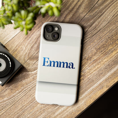 Elegant Personalised Protective Phone Case in White with Blue Typography for Stylish Individuals Compatible with iPhone 13, 14, 15 & 16 – All Models Including Pro, Pro Max & Plus