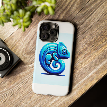 Vibrant 3D Chameleon Phone Case in Blue Retro Design for Stylish Protection – Compatible with iPhone 13, 14, 15 & 16 – all models including Pro, Pro Max & Plus