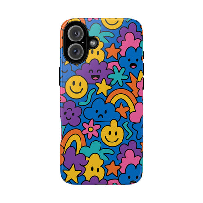 Vibrant Cartoon Protective Phone Case with Playful Multicolour Design – Unisex Fashion Accessory – Compatible with iPhone 13, 14, 15 & 16 – All Models Including Pro, Pro Max & Plus