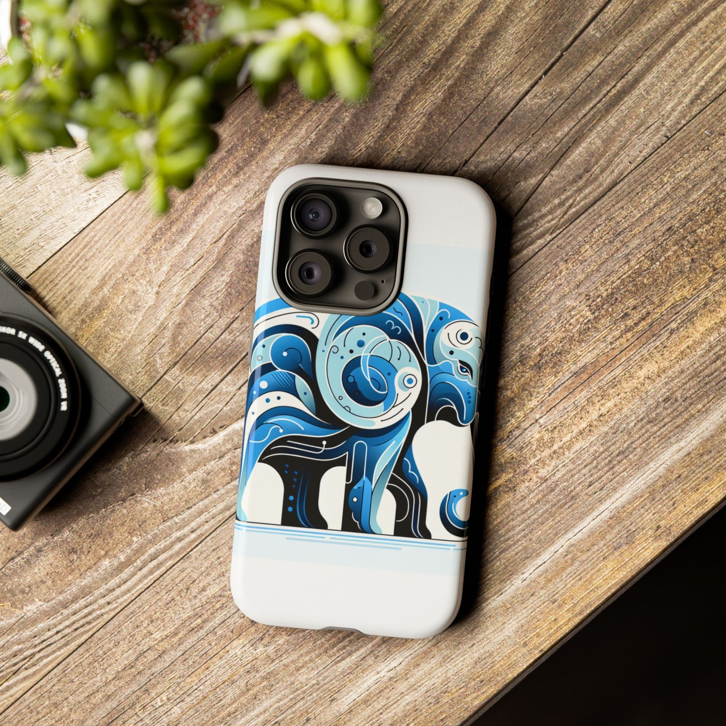 vibrant 3d blue elephant design protective phone case – unique abstract art style for stylish protection compatible with iphone 13, 14, 15 & 16 – all models including pro, pro max & plus