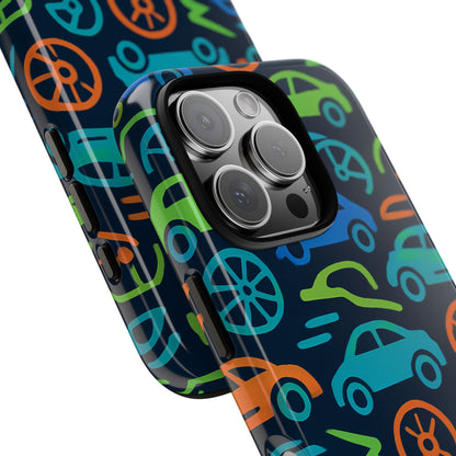 Vibrant 3D Car Design Protective Phone Case for Kids and Teens - Playful Multicolour Style - Stylish Protection for Everyday Use - Compatible with iPhone 13, 14, 15 & 16 – all models including Pro, Pro Max & Plus