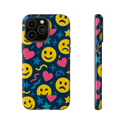 Vibrant Multicolour Emoji Phone Case with 3D Wrap Design for Playful Protection Compatible with iPhone 13, 14, 15 & 16 – all models including Pro, Pro Max & Plus