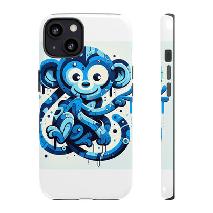 Protective 3D Wrap Phone Case with Playful Monkey Design in Blue – Stylish Protection for Men and Women Compatible with iPhone 13, 14, 15 & 16 – all models including Pro, Pro Max & Plus