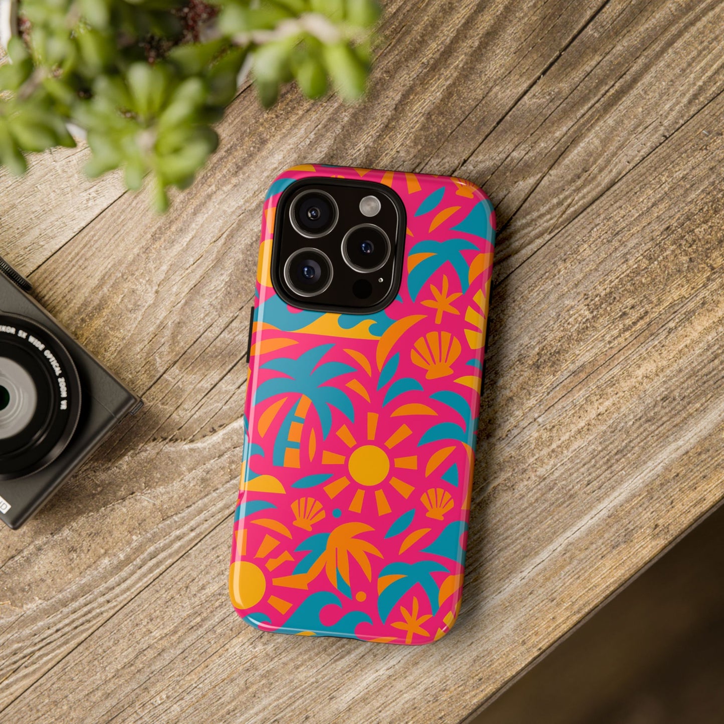 vibrant tropical 3d wrap design protective phone case with retro style – bold accessory for self-expression compatible with iphone 13, 14, 15 & 16 – all models including pro, pro max & plus