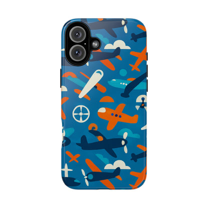 Vibrant 3D Airplane Print Phone Case in Blue – Fun Retro Design for Stylish Protection – Compatible with iPhone 13, 14, 15 & 16 – all models including Pro, Pro Max & Plus
