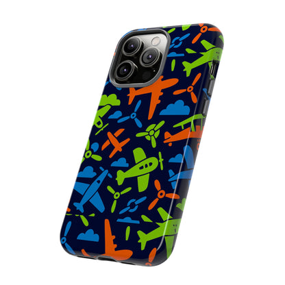 Vibrant Airplane Pattern Protective Phone Case for Colourful Accessory Durable Design Compatible with iPhone 13, 14, 15 & 16 – all models including Pro, Pro Max & Plus