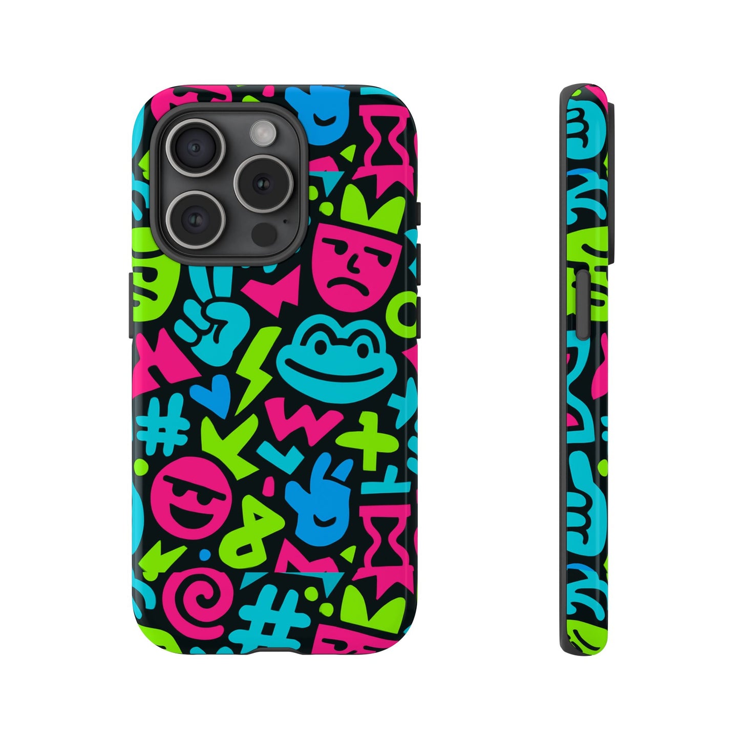 vibrant emoji pattern protective phone case colourful 3d design stylish protection for unisex smartphones compatible with iphone 13, 14, 15 & 16 – all models including pro, pro max & plus