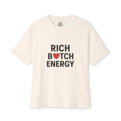 Rich Bitch Energy Unisex Oversized Boxy Tee - Trendy Graphic T-Shirt for Casual Style and Comfort, Perfect for Everyday Wear and Relaxed Fashion