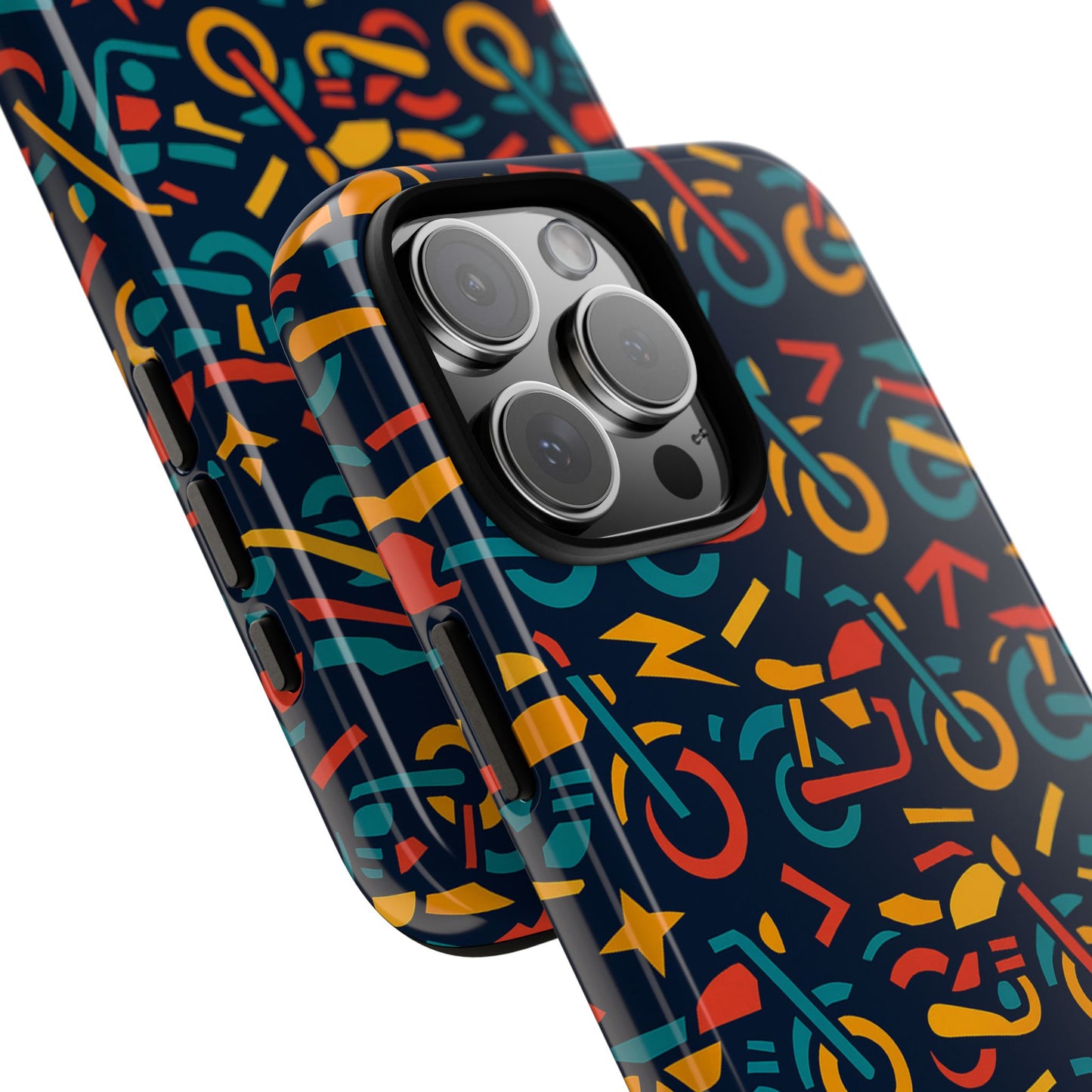 vibrant multicolour motorcycle design protective phone case for stylish protection – compatible with iphone 13, 14, 15 & 16 – all models including pro, pro max & plus