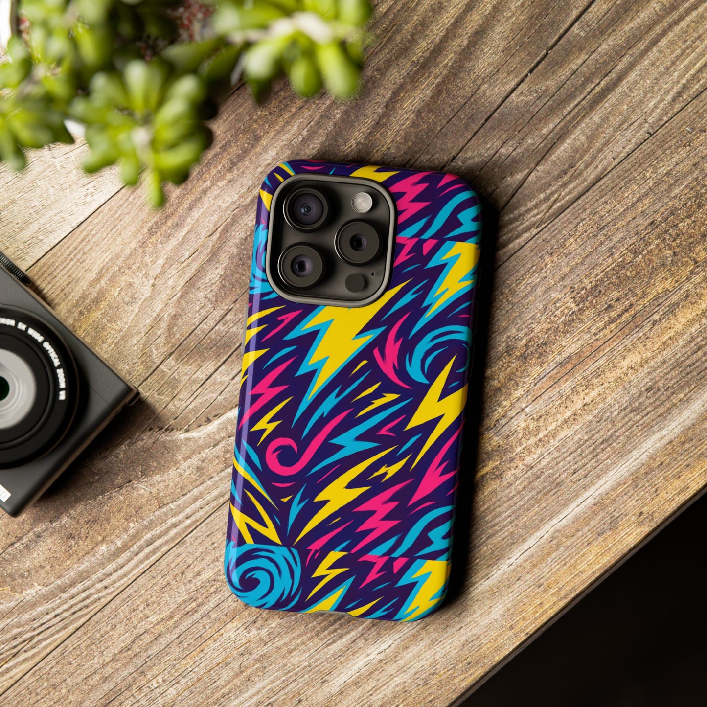 vibrant retro lightning bolt protective phone case with 3d design for fashion lovers compatible with iphone 13, 14, 15 & 16 – all models including pro, pro max & plus