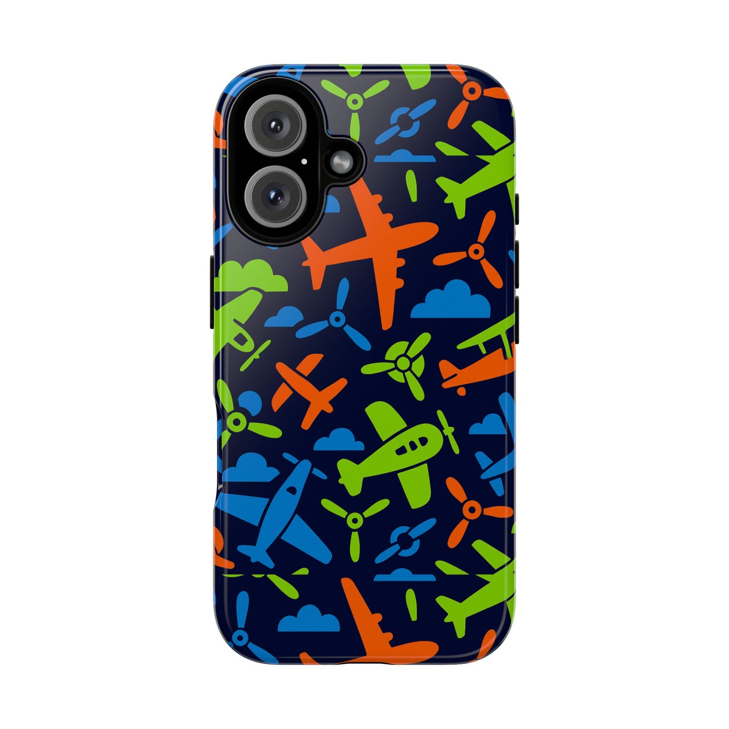 vibrant airplane pattern protective phone case for colourful accessory durable design compatible with iphone 13, 14, 15 & 16 – all models including pro, pro max & plus