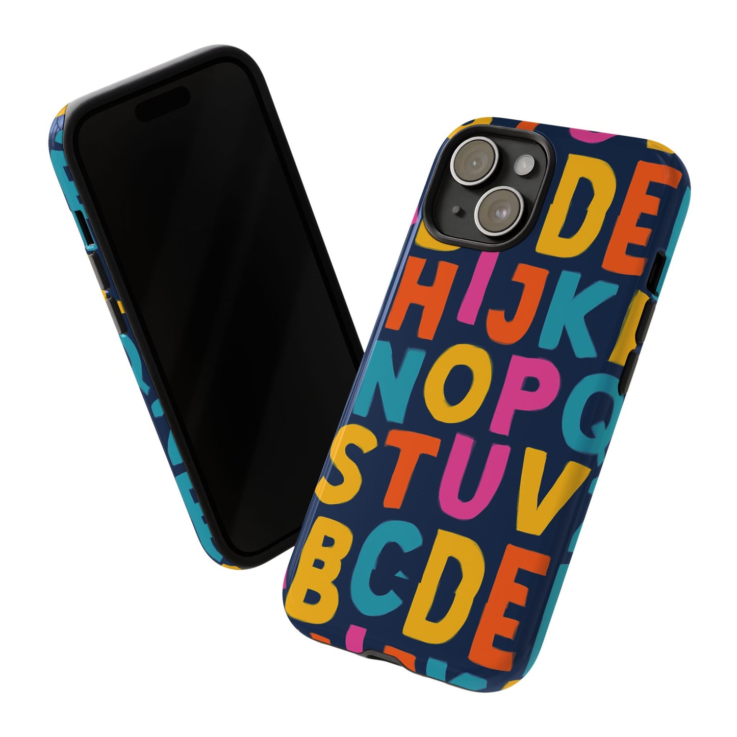 multicolour alphabet 3d wrap protective phone case for unique style and playful expression compatible with iphone 13, 14, 15 & 16 – all models including pro, pro max & plus