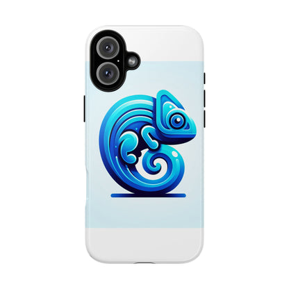 Vibrant 3D Chameleon Phone Case in Blue Retro Design for Stylish Protection – Compatible with iPhone 13, 14, 15 & 16 – all models including Pro, Pro Max & Plus