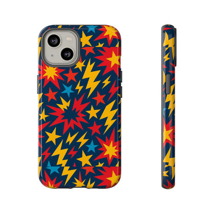 Vibrant 3D Superhero Phone Case with Colourful Lightning Design for Men and Women, Stylish Protection Compatible with iPhone 13, 14, 15 & 16 – all models including Pro, Pro Max & Plus