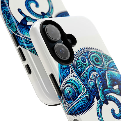 Vibrant 3D Wrap Protective Phone Case with Blue Chameleon Design, Creative Accessory for Unique Style, Compatible with iPhone 13, 14, 15 & 16 – all models including Pro, Pro Max & Plus