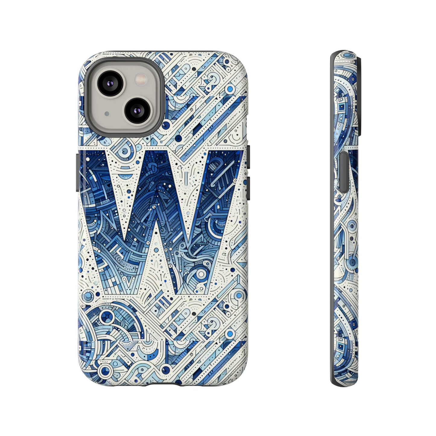 blue alphabet w phone case for smartphones - vibrant 3d wrap design with shock absorption and uv protection, suitable for fans of anime, comics, and unique accessories