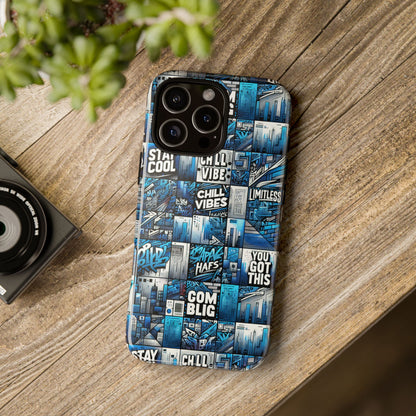 Vibrant 3D Wrap Protective Phone Case in Blue Urban Aesthetic Design for Stylish Smartphone Protection Compatible with iPhone 13, 14, 15 & 16 – All Models Including Pro, Pro Max & Plus