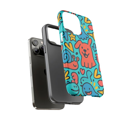 Vibrant Colourful Protective Phone Case with Fun Animal Cartoon Design – Stylish Protection for Kids and Adults Compatible with iPhone 13, 14, 15 & 16 – All Models Including Pro, Pro Max & Plus