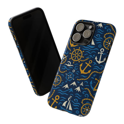 Vibrant Nautical Blue Phone Case with 3D Anchor Design for Stylish Protection Compatible with iPhone 13, 14, 15 & 16 – all models including Pro, Pro Max & Plus