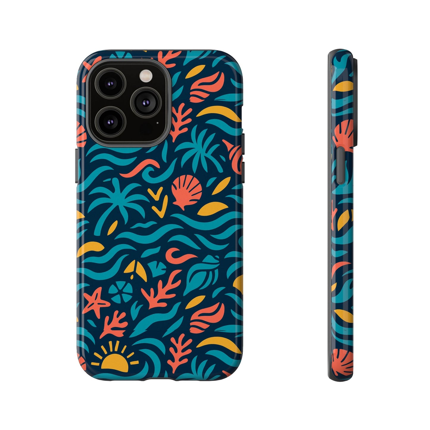 vibrant tropical pattern phone case with 3d design for stylish protection compatible with iphone 13, 14, 15 & 16 – all models including pro, pro max & plus