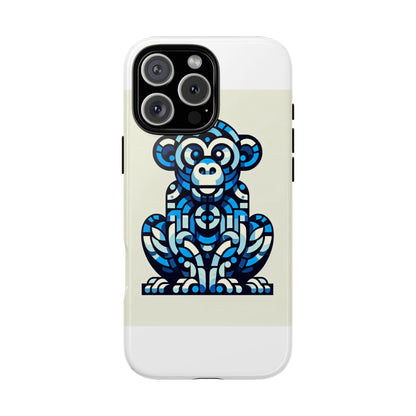 Vibrant Blue 3D Wrap Phone Case with Playful Monkey Design for Creative Individuals Compatible with iPhone 13, 14, 15 & 16 – all models including Pro, Pro Max & Plus