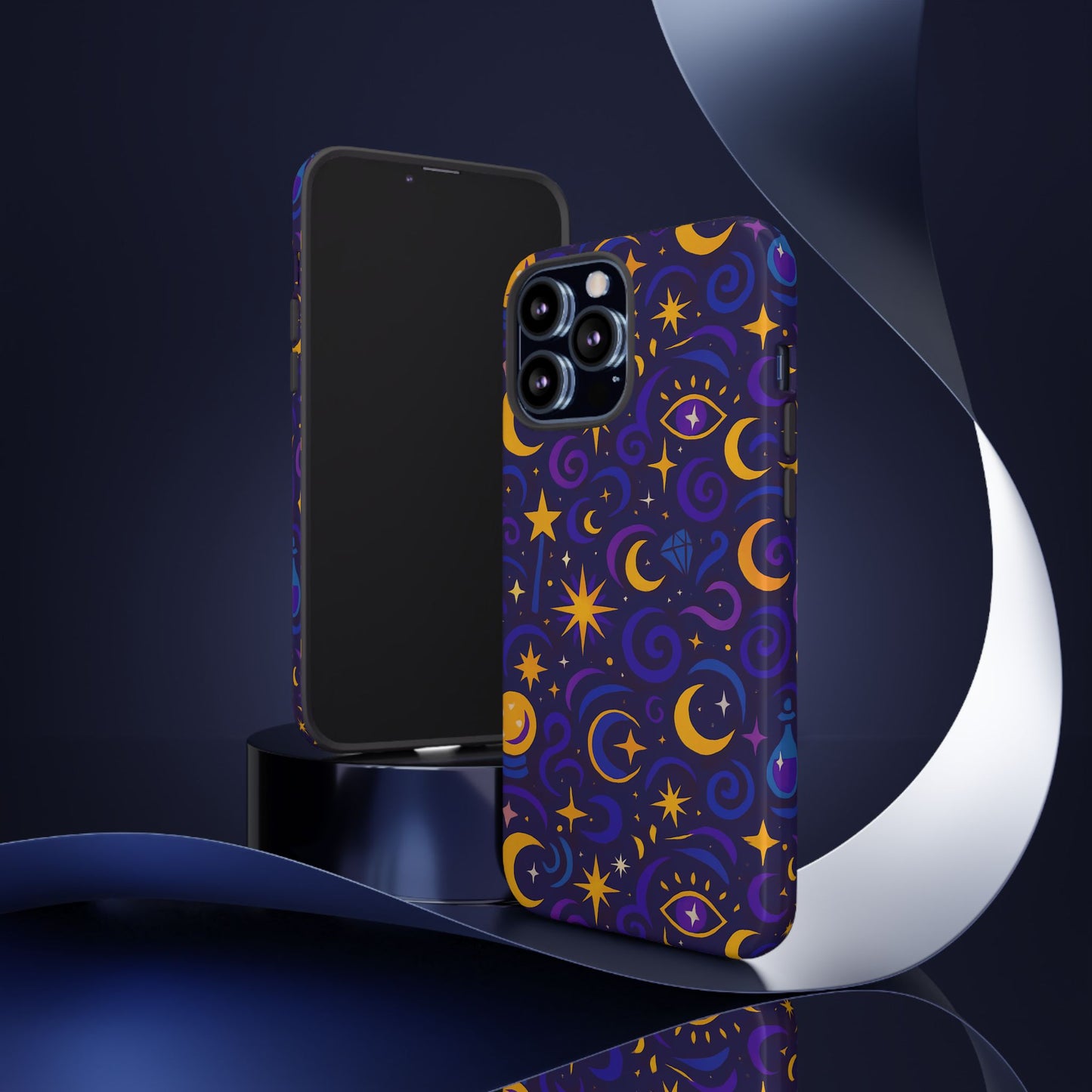 vibrant 3d cosmic design phone case for stylish protection with multicolour stars and swirls compatible with iphone 13, 14, 15 & 16 – all models including pro, pro max & plus