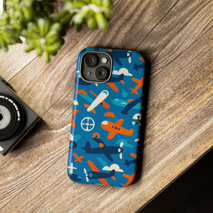 Vibrant 3D Airplane Print Phone Case in Blue – Fun Retro Design for Stylish Protection – Compatible with iPhone 13, 14, 15 & 16 – all models including Pro, Pro Max & Plus