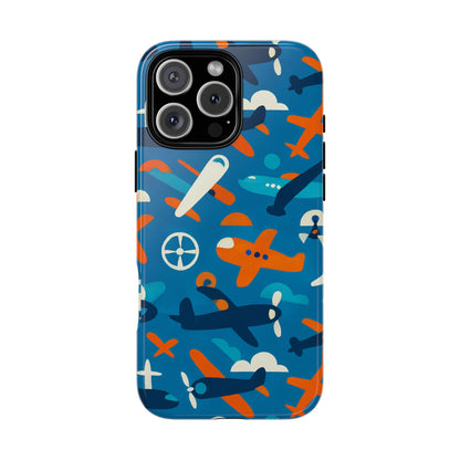 Vibrant 3D Airplane Print Phone Case in Blue – Fun Retro Design for Stylish Protection – Compatible with iPhone 13, 14, 15 & 16 – all models including Pro, Pro Max & Plus