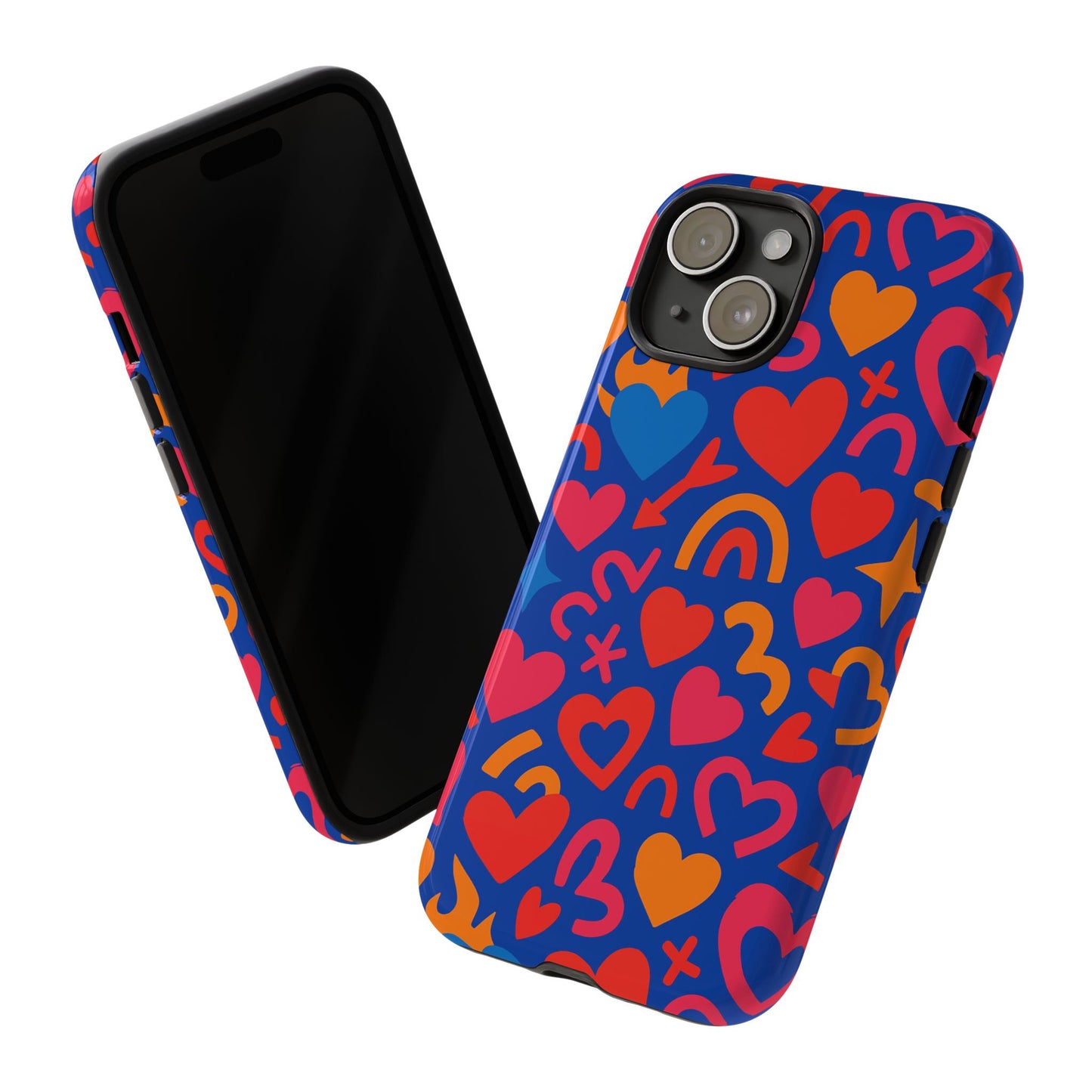vibrant multicolour heart design protective phone case stylish accessory for self-expression compatible with iphone 13, 14, 15 & 16 – all models including pro, pro max & plus
