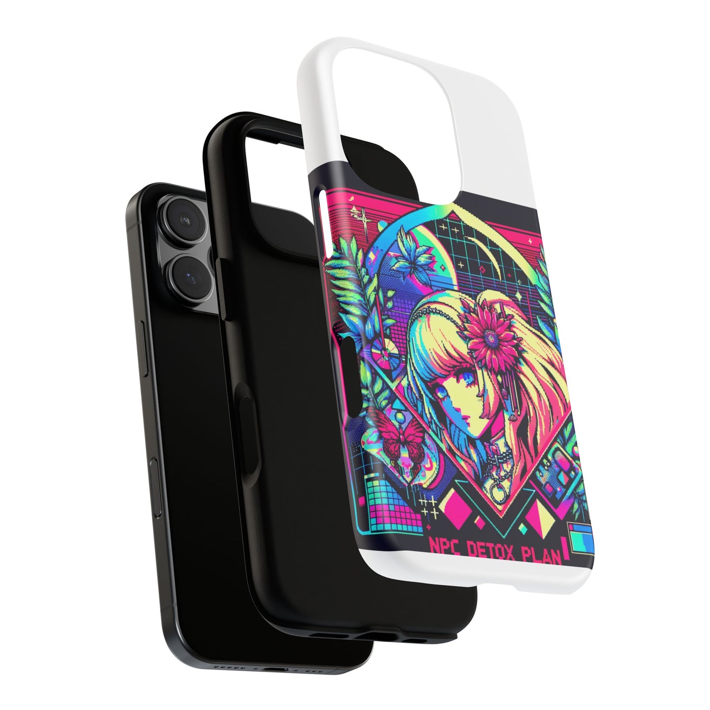npc detox plan - vibrant protective phone case for anime and comic lovers, durable shock absorption, uv protected, glossy or matte finish