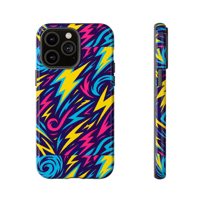 Vibrant Retro Lightning Bolt Protective Phone Case with 3D Design for Fashion Lovers Compatible with iPhone 13, 14, 15 & 16 – all models including Pro, Pro Max & Plus