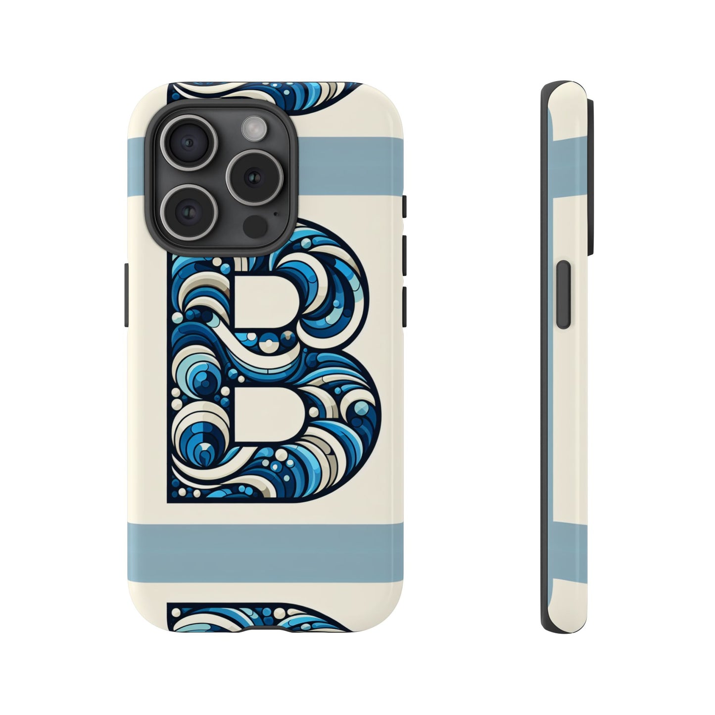 blue alphabet letter b phone case with 3d wrap and shock protection for kids and teens durable tpu cover with vibrant design