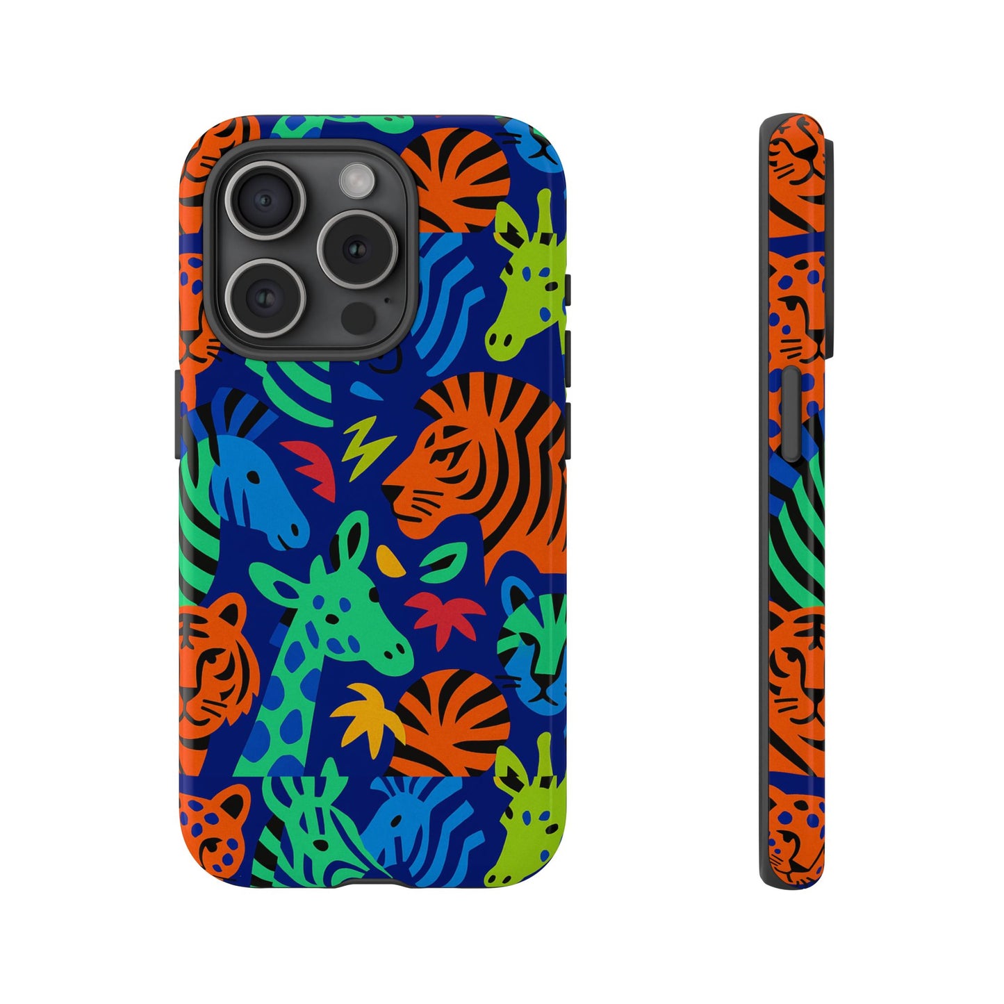 vibrant animal print 3d wrap protective phone case stylish accessory for men and women compatible with iphone 13, 14, 15 & 16 – all models including pro, pro max & plus