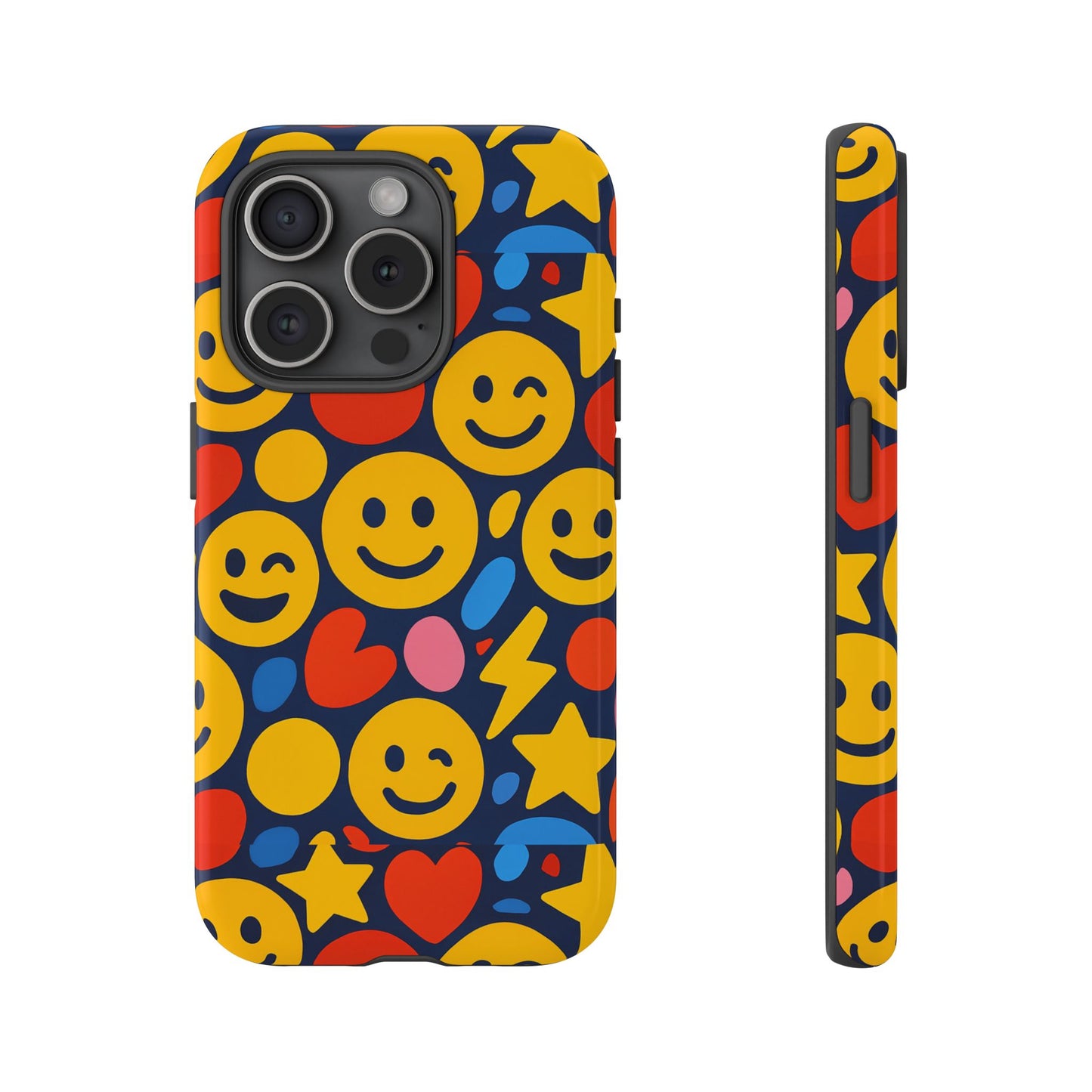 multicolour 3d emoji phone case for stylish protection – fun and playful design for kids and young adults compatible with iphone 13, 14, 15 & 16 – all models including pro, pro max & plus