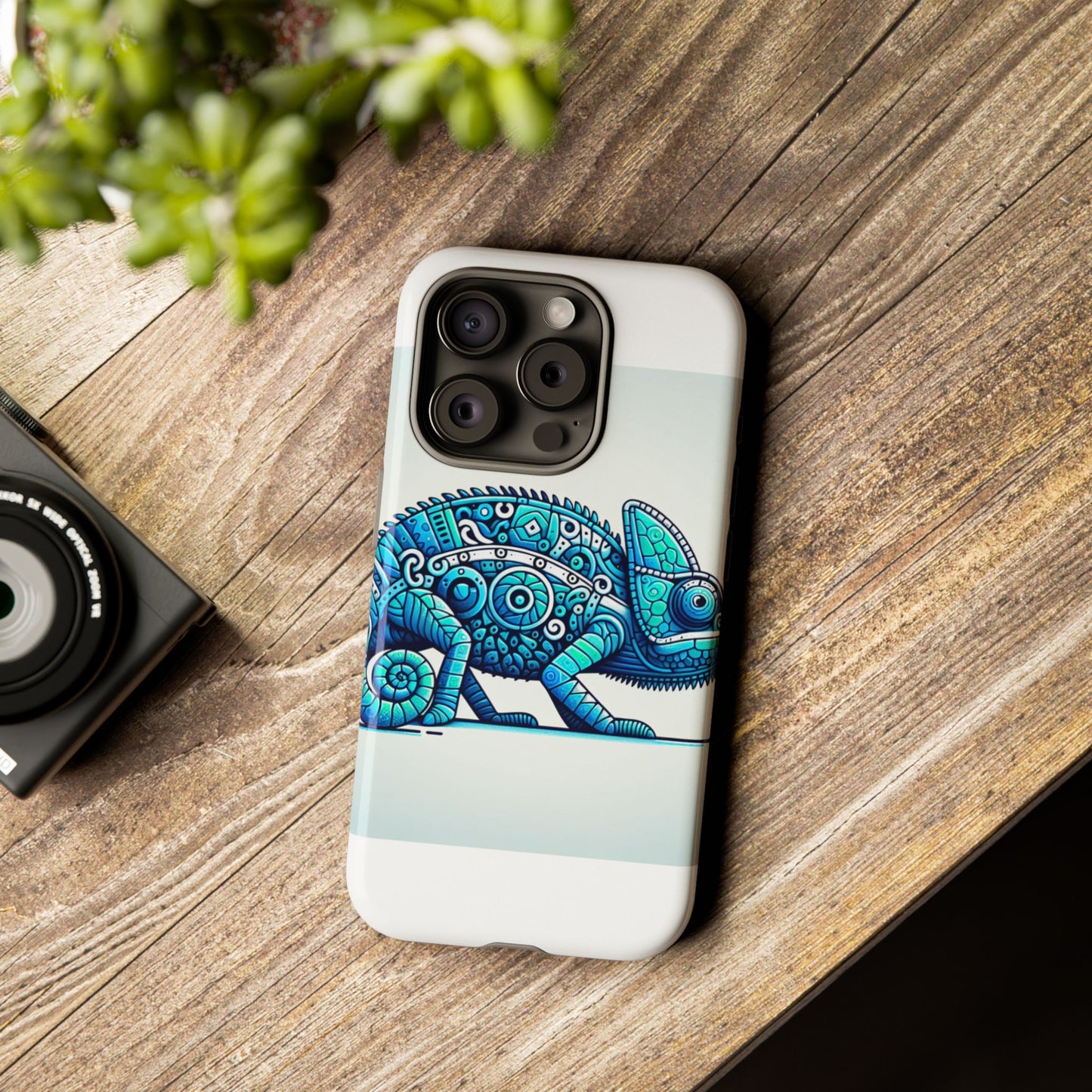 vibrant 3d chameleon print glossy phone case for eye-catching protection compatible with iphone 13, 14, 15 & 16 – all models including pro, pro max & plus