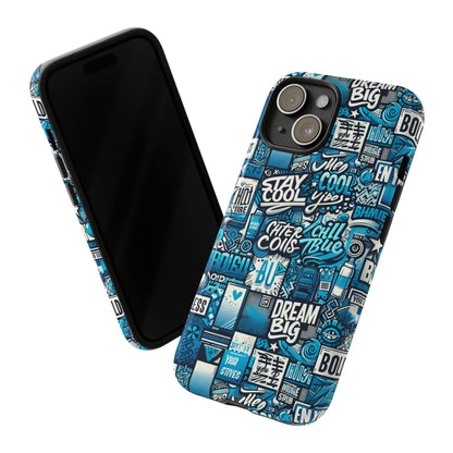 Blue Pattern Image 15 Phone Case With 3D Wrap Design Shock Absorption For Android and iPhone Devices Durable UV Protected Protective Cover