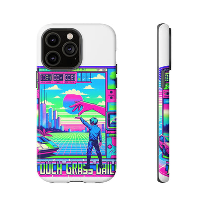Touch Grass Daily 3D Wrap Protective Phone Case for Smartphones, Durable Shock Absorption, UV Protected, Unique Anime Design, Fun Gift for Tech Enthusiasts