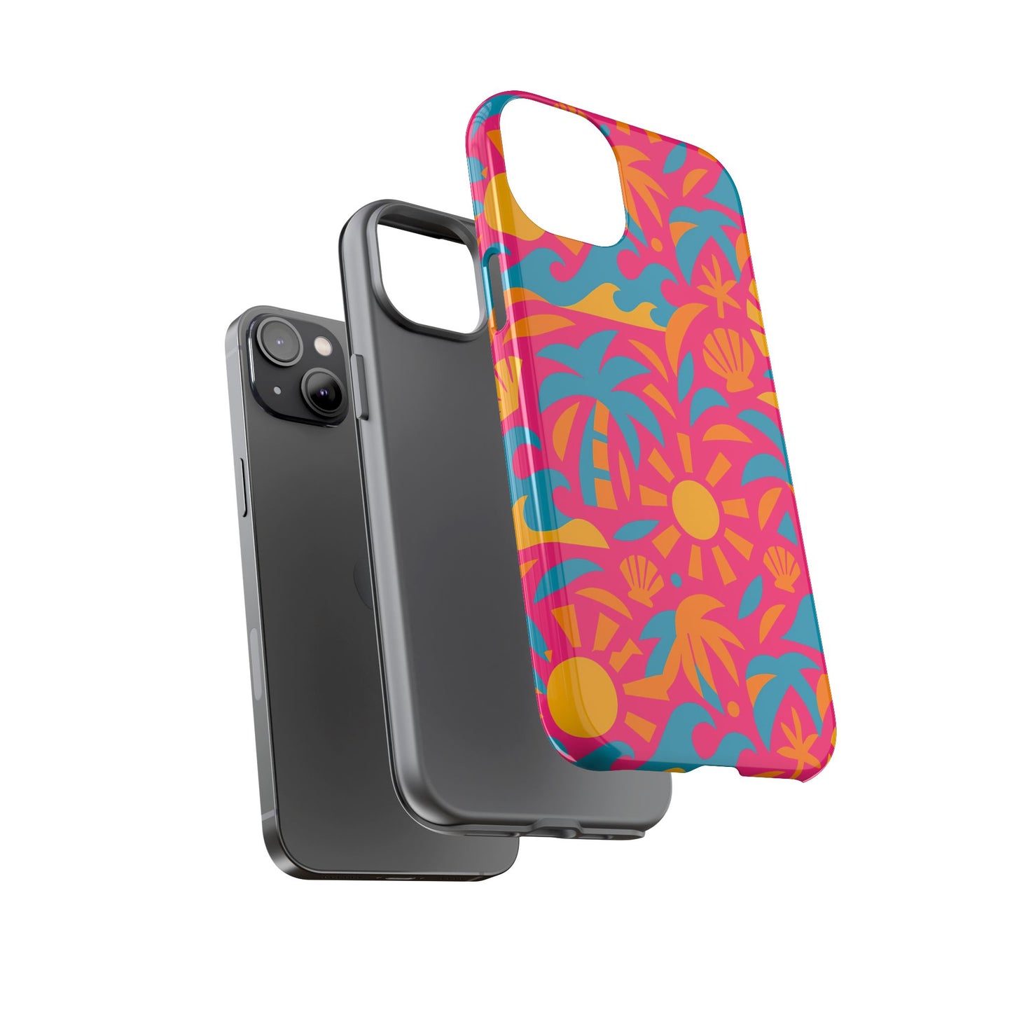 vibrant tropical 3d wrap design protective phone case with retro style – bold accessory for self-expression compatible with iphone 13, 14, 15 & 16 – all models including pro, pro max & plus