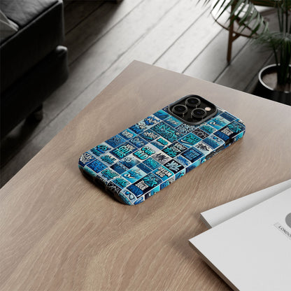 Vibrant Blue 3D Wrap Protective Phone Case Featuring Retro Alphabet Design for Stylish Smartphone Protection Compatible with iPhone 13, 14, 15 & 16 – all models including Pro, Pro Max & Plus