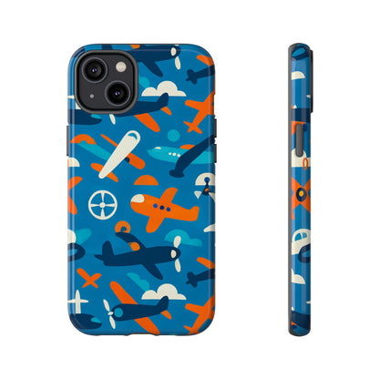 Vibrant 3D Airplane Print Phone Case in Blue – Fun Retro Design for Stylish Protection – Compatible with iPhone 13, 14, 15 & 16 – all models including Pro, Pro Max & Plus