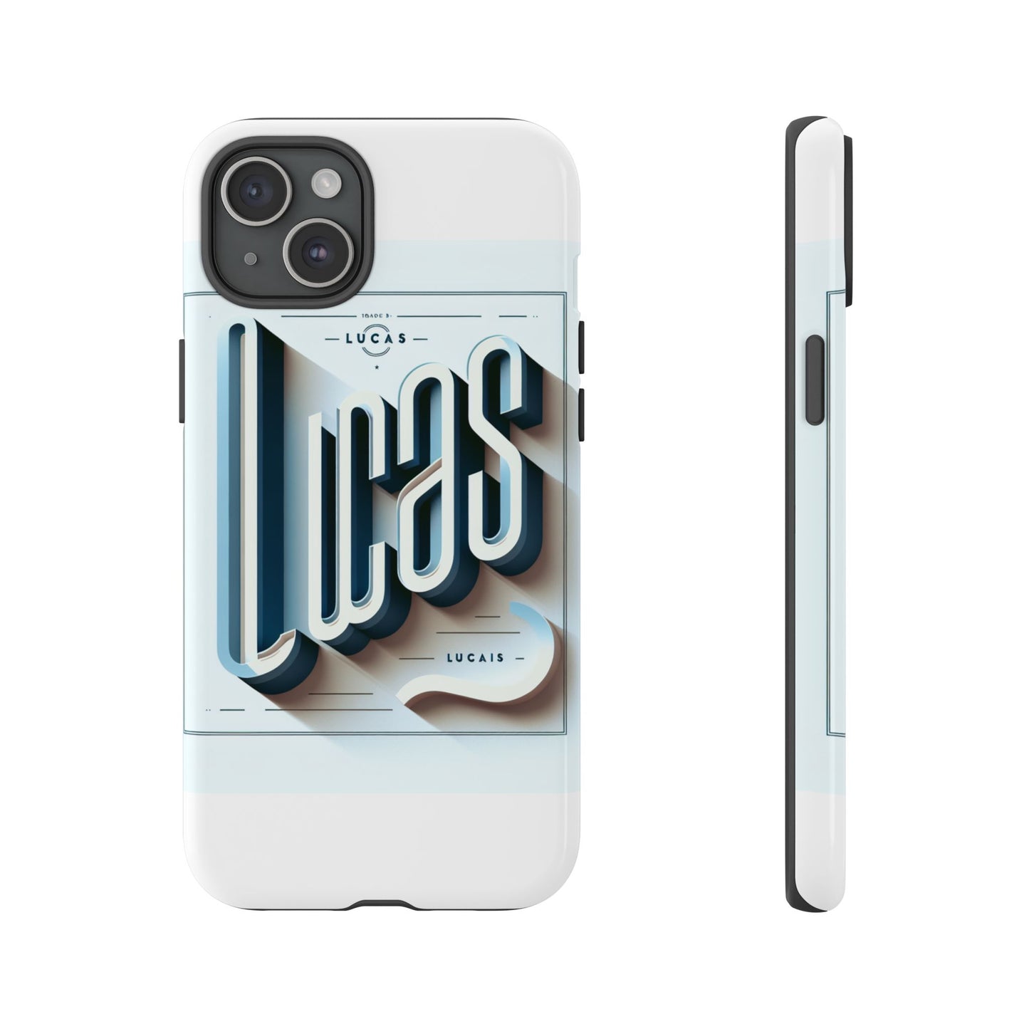 3d wrap protective phone case in blue with playful typography design – stylish protection compatible with iphone 13, 14, 15 & 16 – all models including pro, pro max & plus